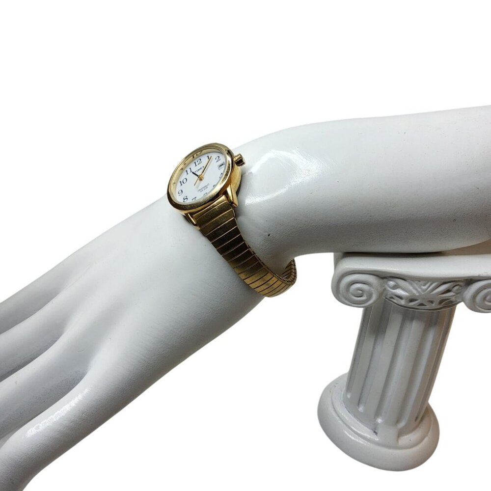 Vintage Womens Timex Indiglo WR30M Gold Tone Stretch Band Watch - Picture 3 of 7